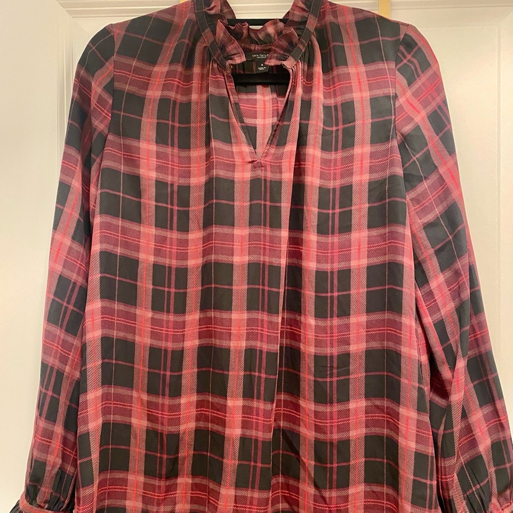 Ann Taylor plaid blouse